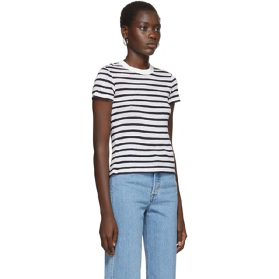 Shop Alexander Wang T Alexanderwang.t White And Navy Striped Slub T-shirt In 947 Ink/ivo