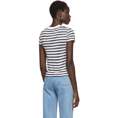 Shop Alexander Wang T Alexanderwang.t White And Navy Striped Slub T-shirt In 947 Ink/ivo