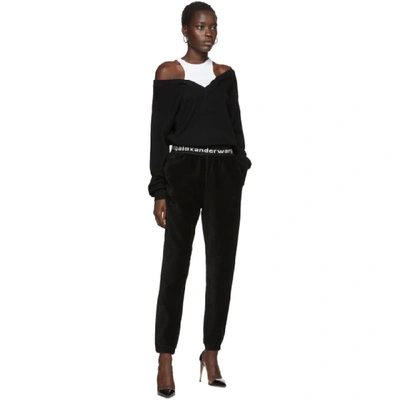 Shop Alexander Wang T Black Corduroy Stretch Logo Lounge Pants