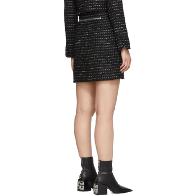 Shop Alexander Wang Black And White Tweed Zipper Miniskirt In 932 Blk/wht