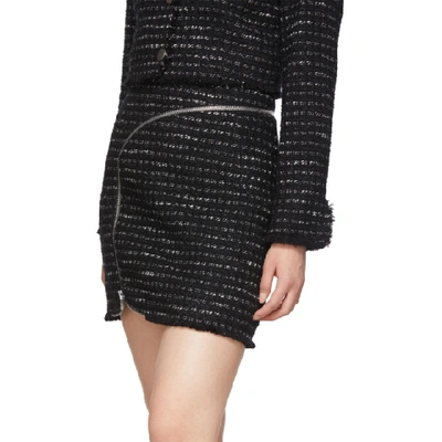 Shop Alexander Wang Black And White Tweed Zipper Miniskirt In 932 Blk/wht