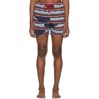 Shop Vilebrequin Multicolor Vbq Cruise Lines Moonrise Swim Shorts In 397 Bleunui