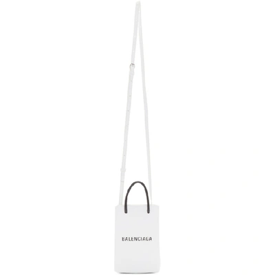 Shop Balenciaga White Shopping Phone Holder Bag In 9000white