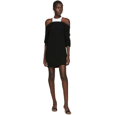 Shop Alexander Wang T Alexanderwang.t Black Bi-layer Dress In 951 Blk/wht