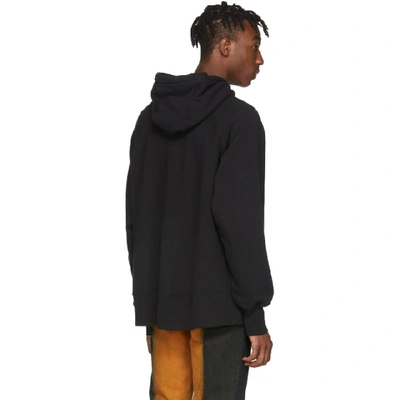 Shop Engineered Garments Black Cotton Fleece Raglan Hoodie In Nl015 Black