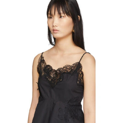 Shop Marques' Almeida Marques Almeida Black Lace Inserts Slip Camisole In Black/black