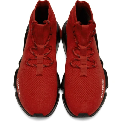 Shop Balenciaga Red & Black Speed Lace-up Sneakers