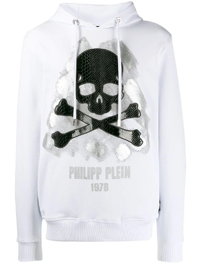 Shop Philipp Plein Hoodie Sweatshirt Skull In White