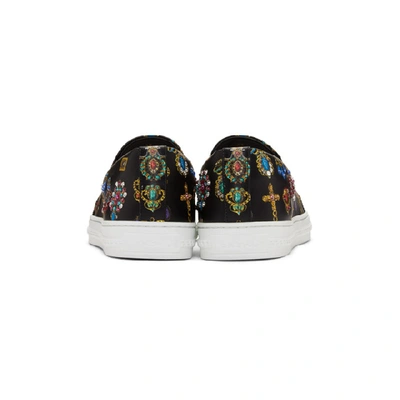 Shop Versace Black & Multicolor Jewel Slip-on Sneakers In Nero/multicolor