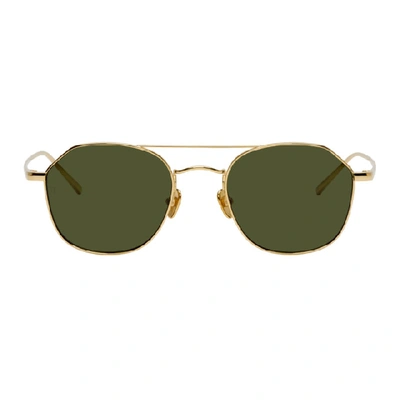 Shop Linda Farrow Luxe Gold Dante C4 Sunglasses In Ylwgoldgrn
