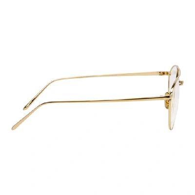 Shop Linda Farrow Luxe Gold Caine C8 Glasses In Yellowgold