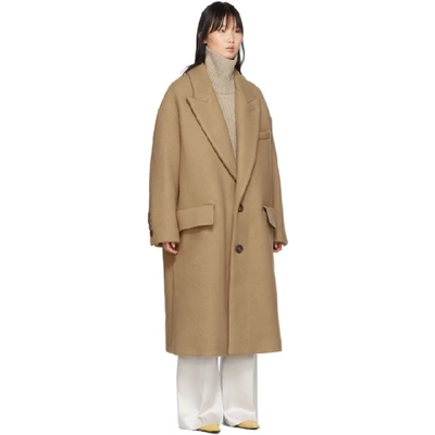 Shop Ami Alexandre Mattiussi Tan Wool Oversized Coat In 280 Camel