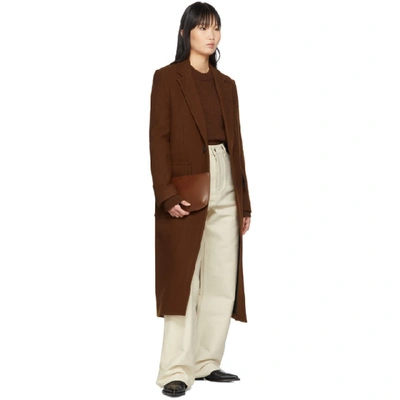 Shop Ami Alexandre Mattiussi Brown Two-buttons Long Coat In 201 Cognac