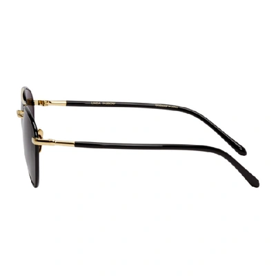 Shop Linda Farrow Luxe Black And Gold Brodie C1 Sunglasses In Blackylwgld
