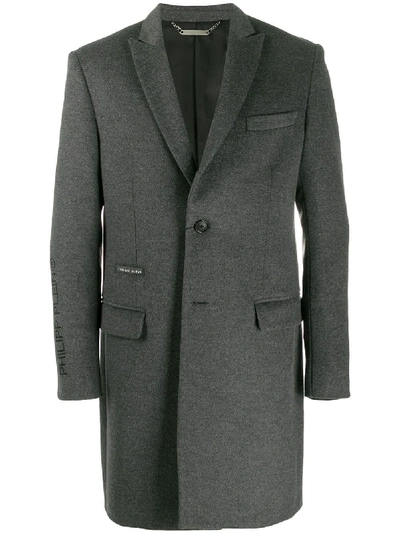 Shop Philipp Plein 20th Anniversary Coat In Grey