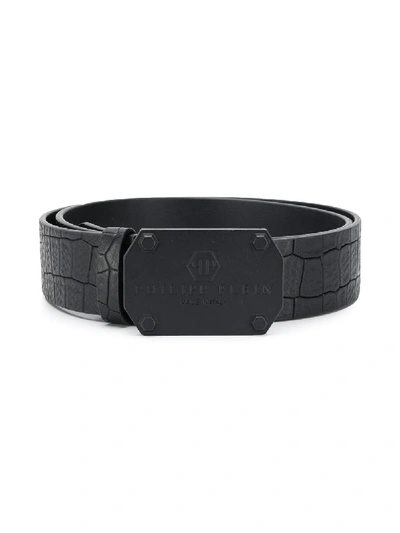 Shop Philipp Plein Logo Belt In Black