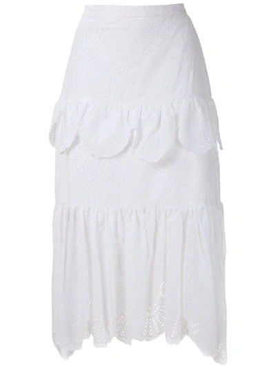 Olympiah Nielle Laise Midi Skirt In White