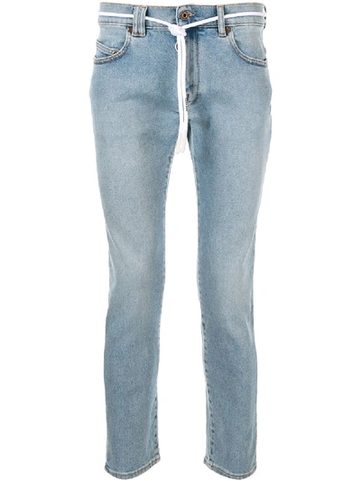 Shop Off-white Skinny-jeans Mit Schnürsenkel In Blau