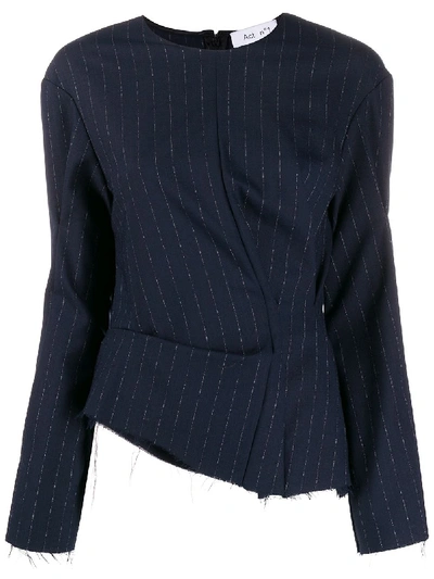 Shop Act N°1 Pinstriped Print Blouse In Blue