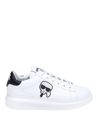 Shop Karl Lagerfeld Karl Patch White Leather Sneakers