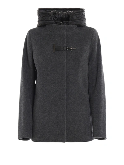 Shop Fay Double-front Wool Padded Short Coat In Grey