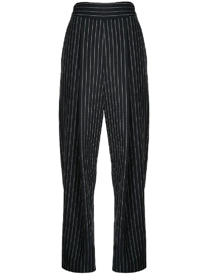 Shop Oscar De La Renta Pinstriped Trousers In Blue