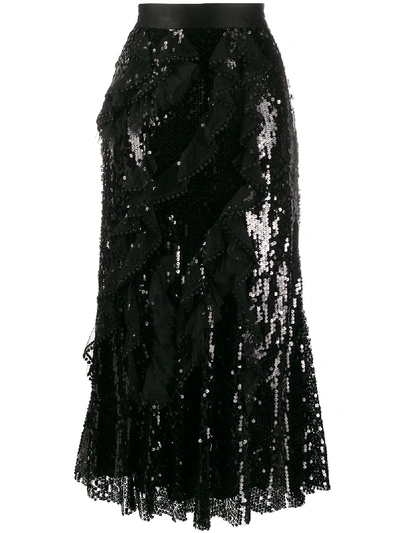 Shop Act N°1 Sequined Ruffled Skirt In Black