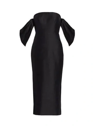 Shop Acler Draped Strapless Sheath Dress In Black