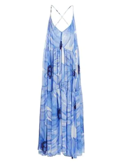 Shop Jacquemus Women's Mistral Plunging Floral Maxi Dress In Print Blue