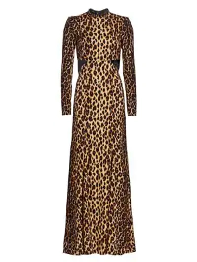 Shop A.l.c Gabriella Leopard Stretch-silk Column Gown In Brown Multi