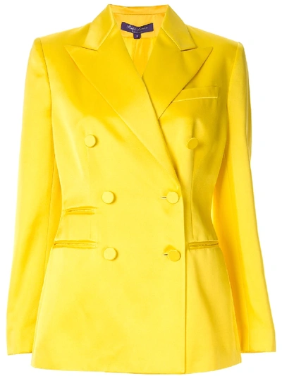 Shop Ralph Lauren Double Breasted Blazer In Yellow