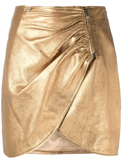 Shop Olympiah Sauge Metallic Drape Skirt In Gold