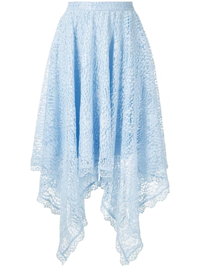 Shop Olympiah Petale Uneven Midi Skirt In Blue