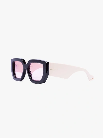 Shop Gucci Eyewear Multicoloured Oversized Angular Sunglasses In Black