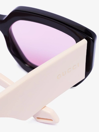 Shop Gucci Eyewear Multicoloured Oversized Angular Sunglasses In Black