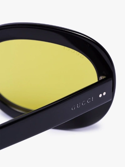 Shop Gucci Black Large Oval Acetate Sunglasses