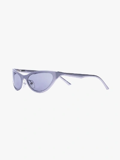 Shop Balenciaga Grey Aluminium Cat Eye Sunglasses