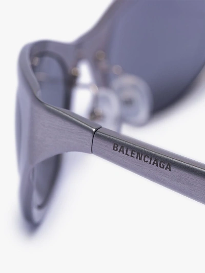 Shop Balenciaga Grey Aluminium Cat Eye Sunglasses