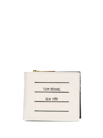 Shop Thom Browne Logo-print Bi-fold Wallet In White