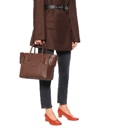 Shop Acne Studios X Mulberry Bayswater Musubi Leather Tote In Brown