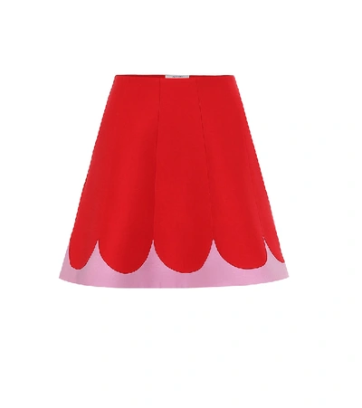 Shop Valentino Wool-blend Crêpe Skirt In Red
