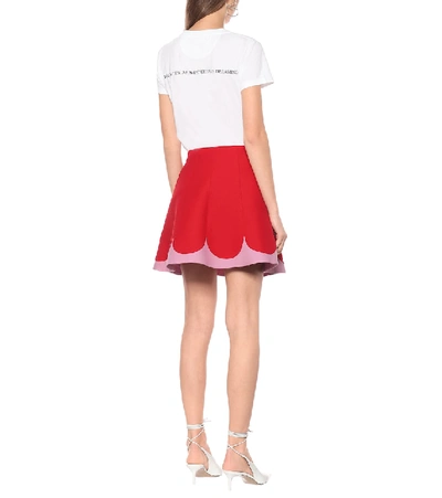 Shop Valentino Wool-blend Crêpe Skirt In Red