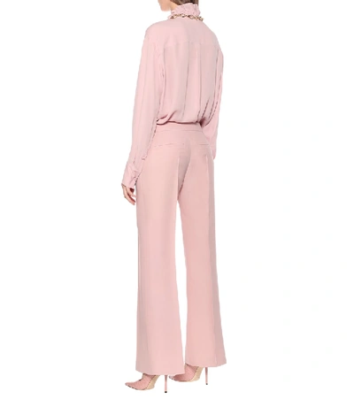 Shop Valentino Wool-blend Crêpe Straight Pants In Pink