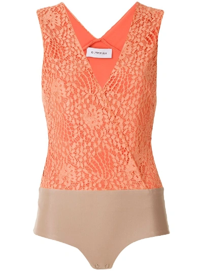 Shop Olympiah Petale Lace Bodysuit In Orange