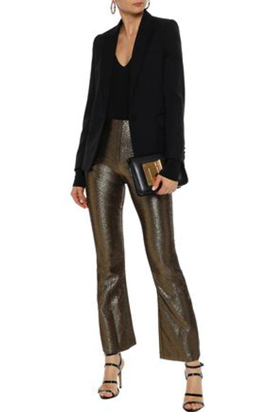 Shop Alice And Olivia Kylyn Lamé Bootcut Pants In Bronze