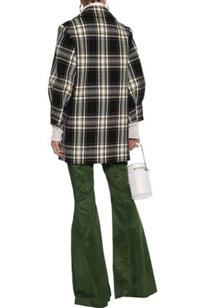 Shop Alice And Olivia Lance Checked Cotton-blend Coat In Black
