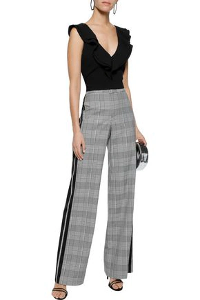 Shop Alice And Olivia Bo Prince Of Wales Checked Cady Wide-leg Pants In Black