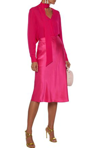Shop Cinq À Sept Marta Silk-satin Skirt In Pink