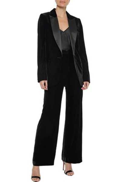 Shop Iris & Ink Kai Velvet Wide-leg Pants In Black