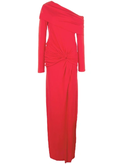 Prabal Gurung Off Shoulder Twist Waist Gown In Red